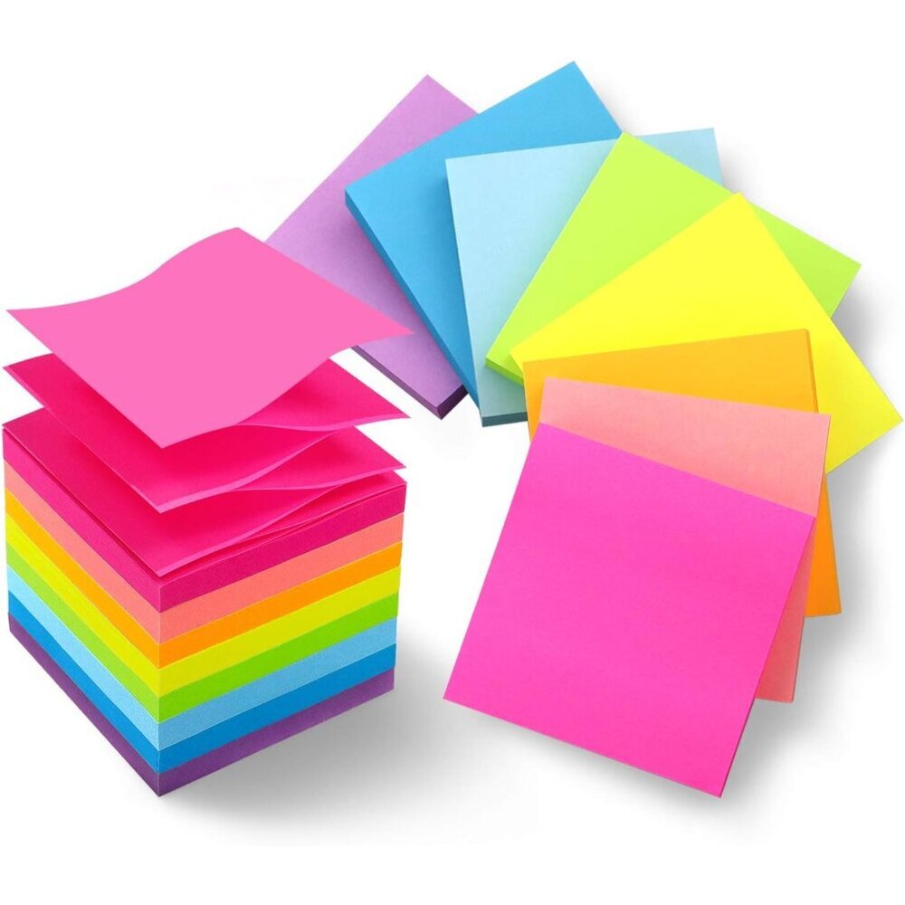 8 Pads Pop Up Sticky Notes 3x3 Refills Bright Colors Self-Stick Notes Pads Super